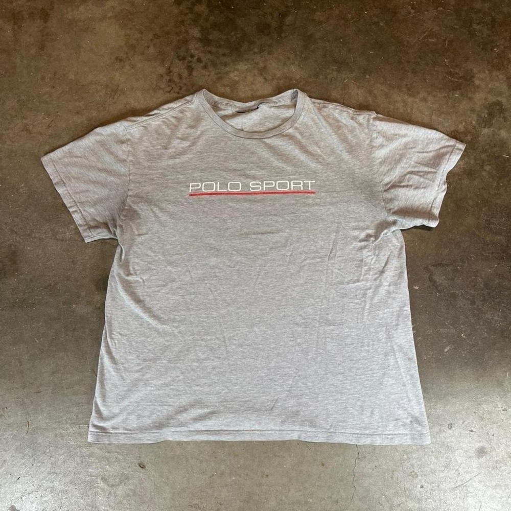 Vintage 90s Polo Sport grey cotton tee Size men's large